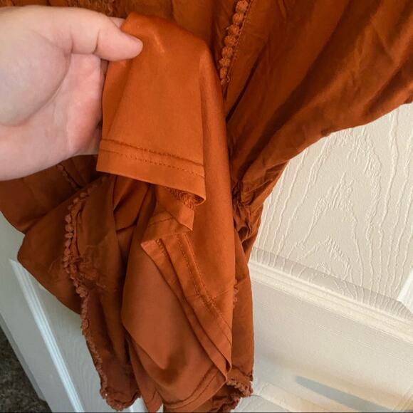 Super b Short Sleeve Rust Orange Mini Dress Women's Size Small Rayon - Picture 6 of 8